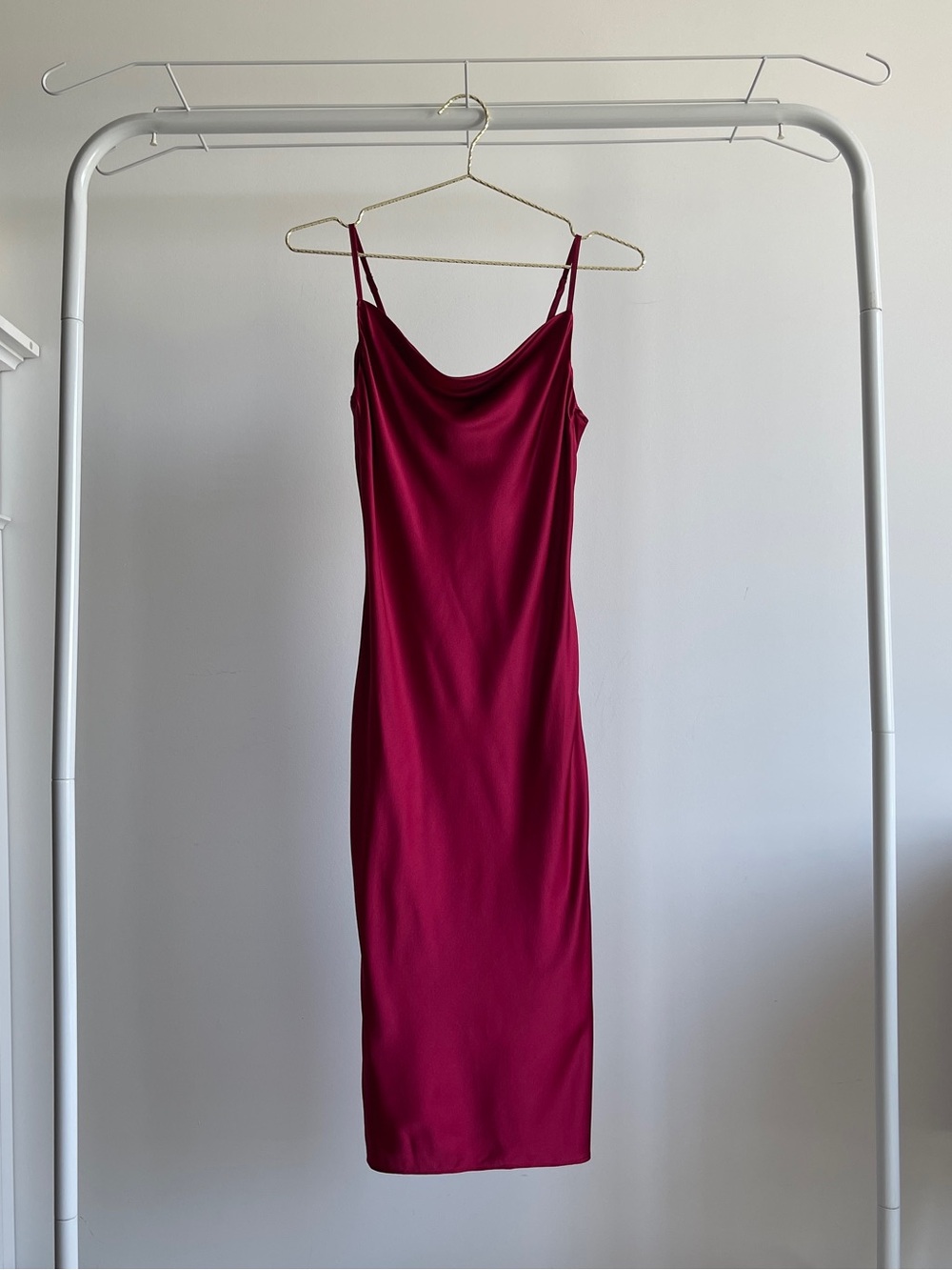 LILYSILK Cowl Neck Claret Silk Slip Dress